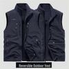 Herren Wendbare 8-Taschen Fleeceweste - Herbst/Winter Polarfleece, Ärmellos und Verdickt für Outdoor-Einsatz