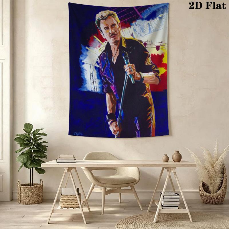 Johnny Hallyday Legend Music Tapestry Background Cloth Fashion Print Homestay Soft Decoration Tapestry Soft Wall Decoration