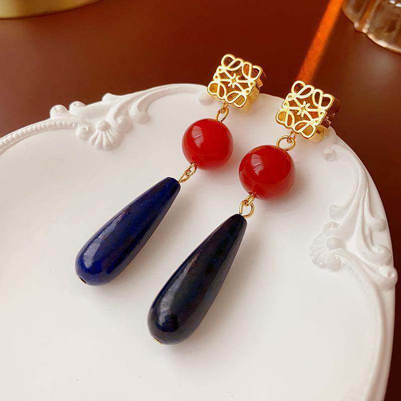 "Silver Needle Bamboo Fan Earrings: Butterfly Drop, Retro Fashion for Women"