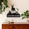 Customizable Deer Silhouette Metal Wall Art, Personalized Family Name Sign for Home Decor Indoor Outdoor