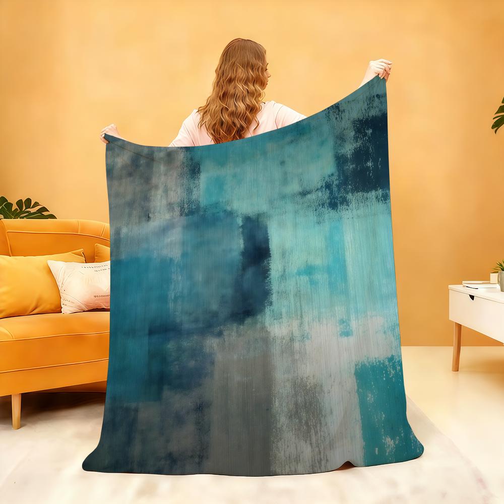 Dark Blue Abstract Lines and Color Blocks Blanket Soft Throw Blanket for Home Bedroom Bed Sofa Picnic Travel Office Blanket Gift