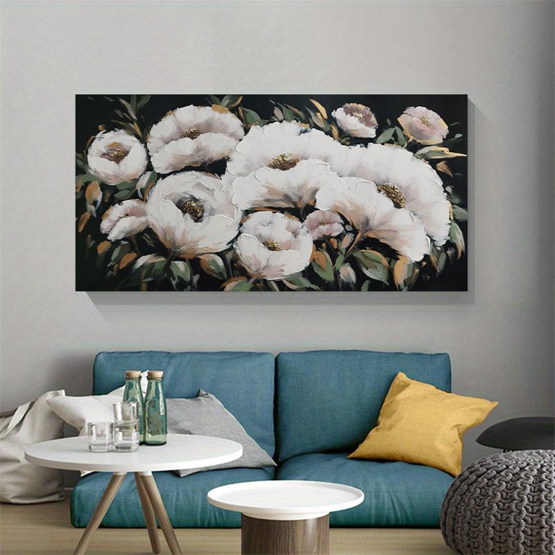 Abstract White Flower Oil Painting on Canvas Wall Art Pictures for Living Room Decoration Accessories
