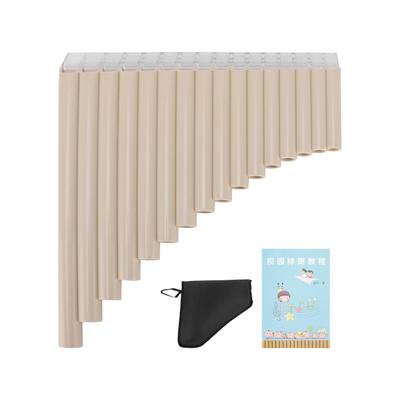 Panflöte in C-Tonart mit Tragetasche aus Karton für Kinder, Erwachsene, Anfänger, Lehrpersonal, Beige, 16