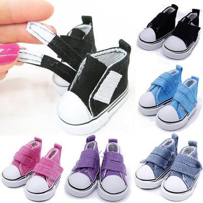 1 Pair 1/6 Scale Playing House Handmade Props Toys Accessories Doll Shoes Mini Sneakers Denim Canvas