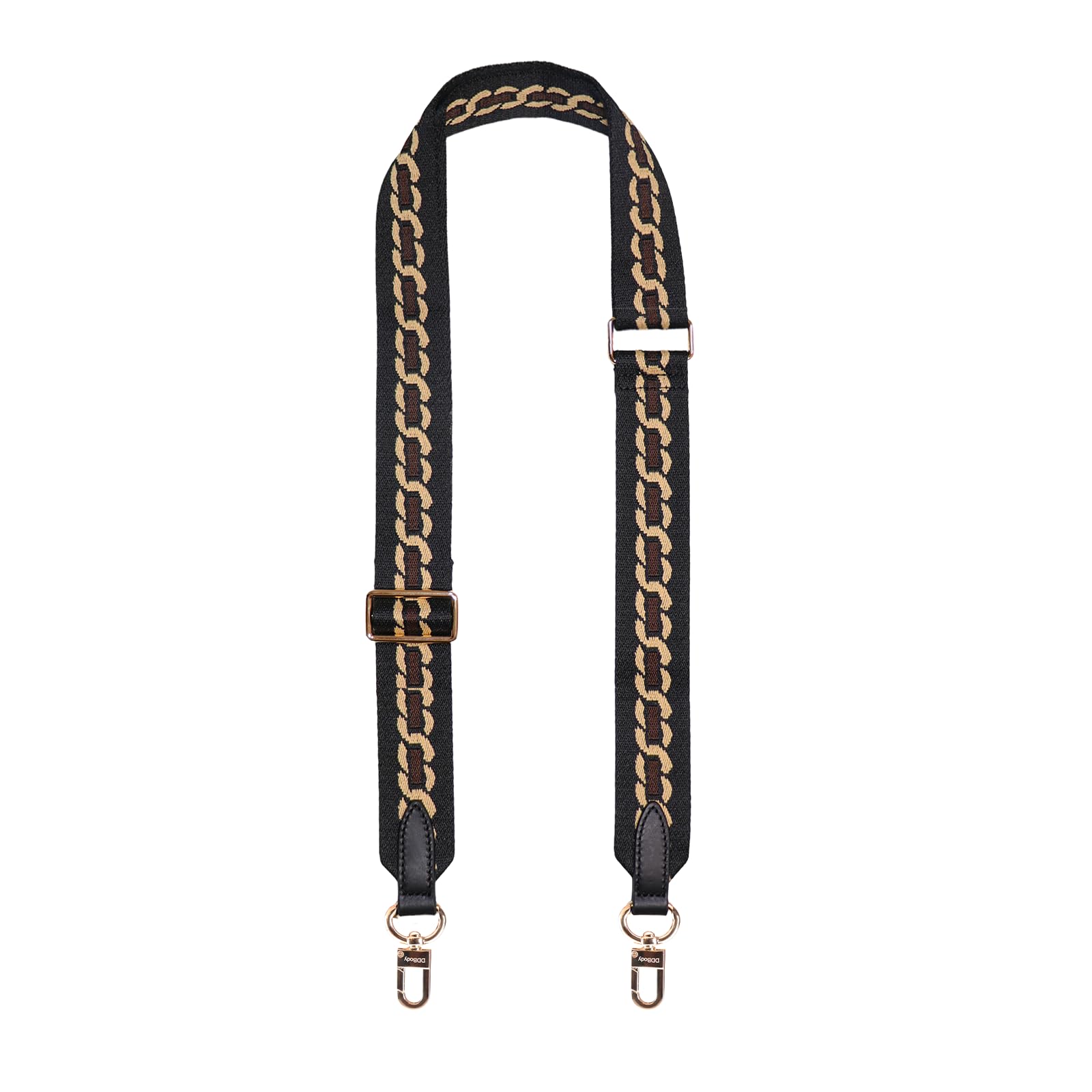 

[DDBody] Embroidered Shoulder Strap, Replacement Bag Strap, Genuine Leather, Original Wide, Women s (Black Chain, 141cm x 3.8cm)