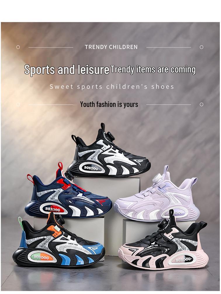 Babudou Boys' Waterproof Sports Shoes - Spring 2026 Double Mesh Casual Sneakers for Kids