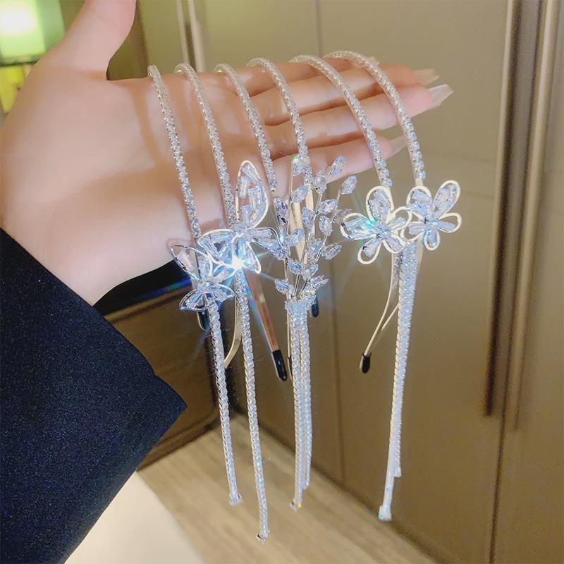 Zircon Butterfly Double-layer Fringed Headband Dongdaemun Fashionable and Simple Personalized Headgear Sweet High-end Hair Accessories