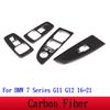 For BMW 7 Series F01 F02 G11 G12 ABS Silver/Carbon Fiber Car Window Lift Switch Button Frame Cover Trim Stickers Car Accessories
