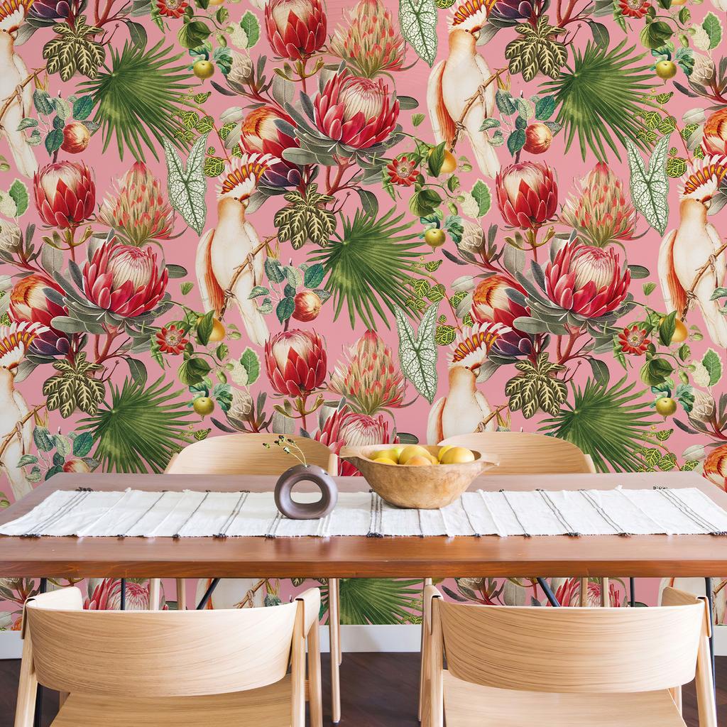 Pink Monarch Flower Classic Room Decor Wallpaper Chic Great Flower Vinyl Wall Decoration Peel And Stick Vinyl Cabinet Sticker