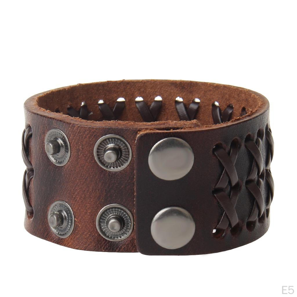 Charm Alloy Mens Wide Soft PU Leather Belt Bracelet Cuff Wristband