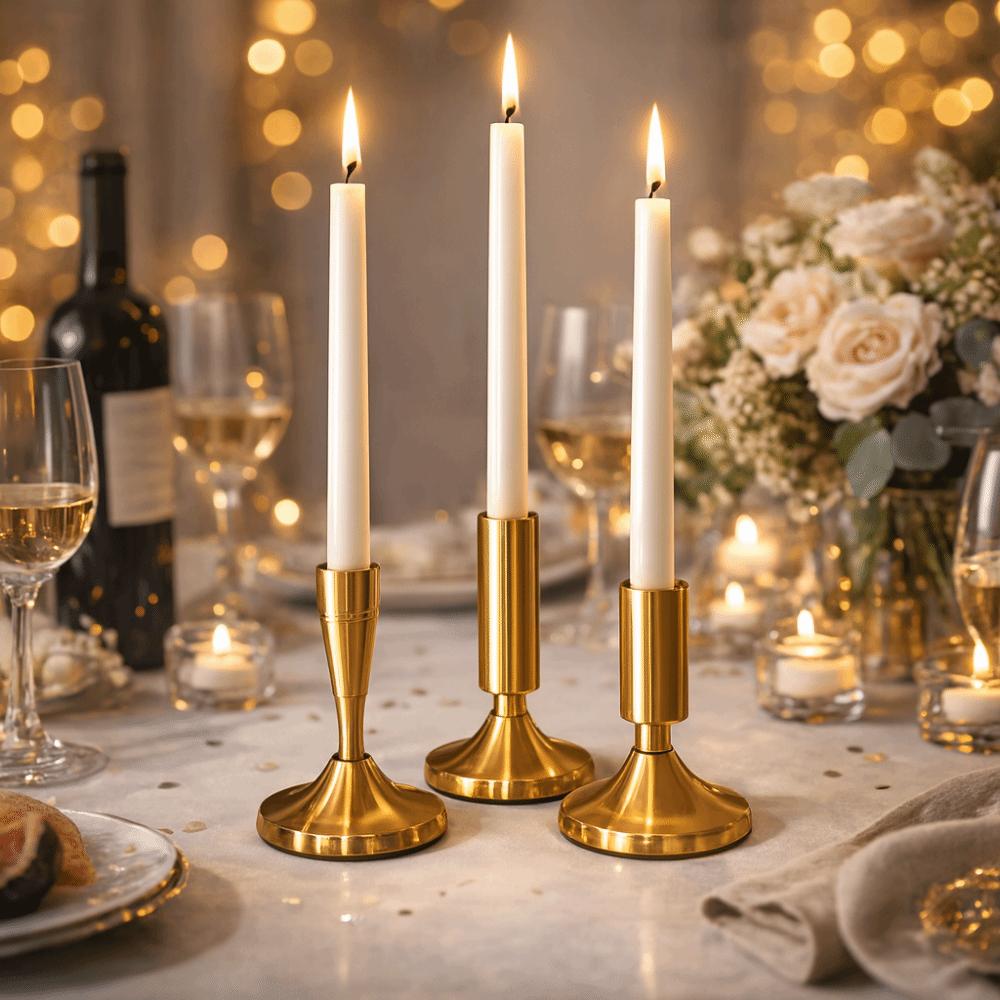 2PCS Vintage Style Candlestick Holders Metal Construction Durable Short Candle Holders Decorative Candle Stick Holders