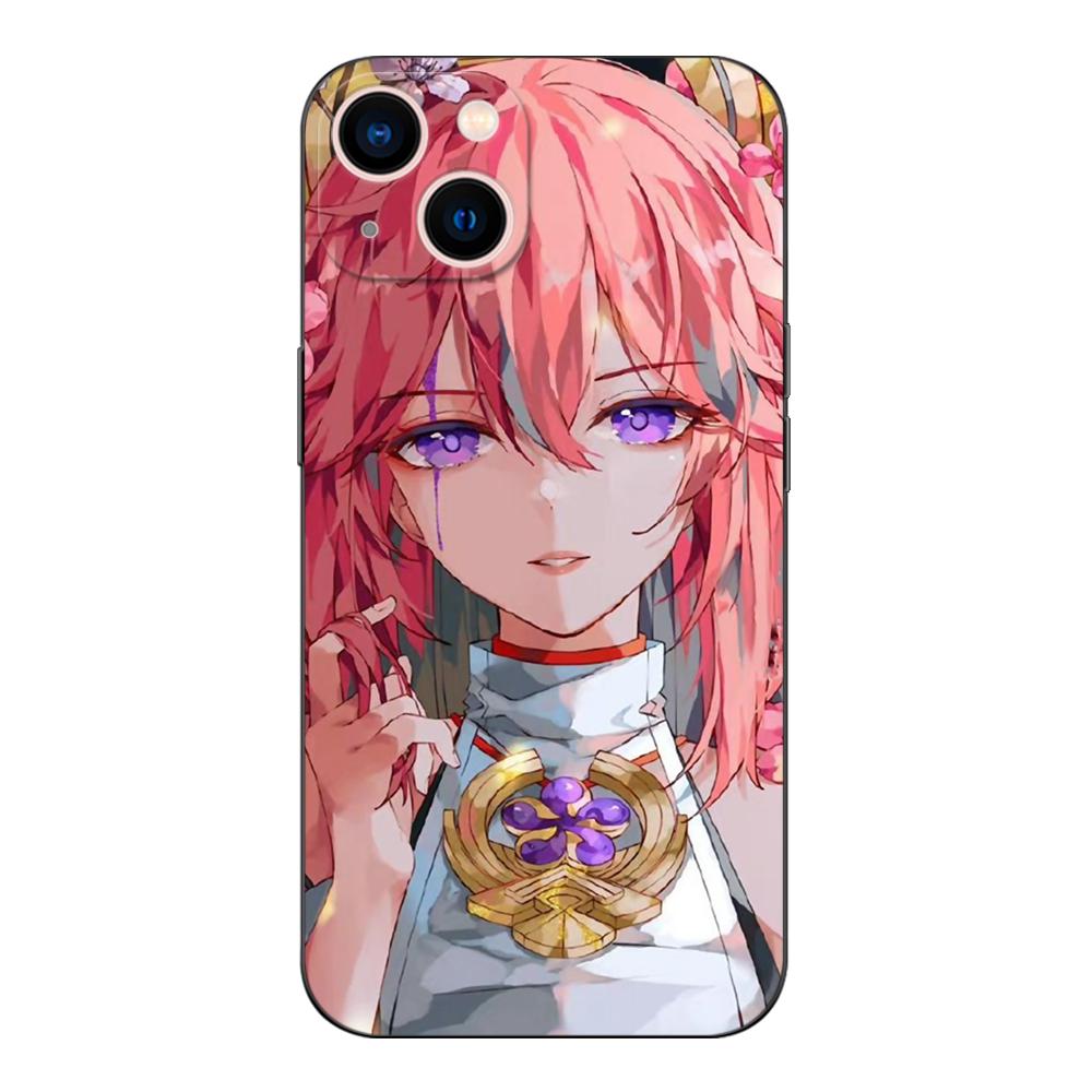 Black Tpu Case For Vivo V5 V5S V7 V9 Youth V11 V11i V15 V17 NEO V20 E V21 V21E V23 V23E PRO 4G 5G Genshin impact