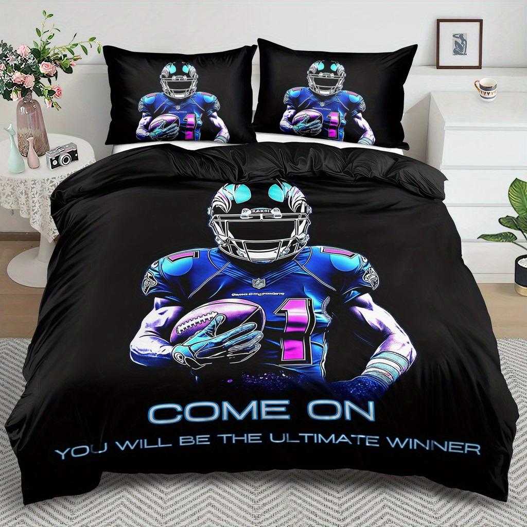 Rugby American Football Sports Quilt Cover Bedding 3D Printing Three-Piece Home Textile