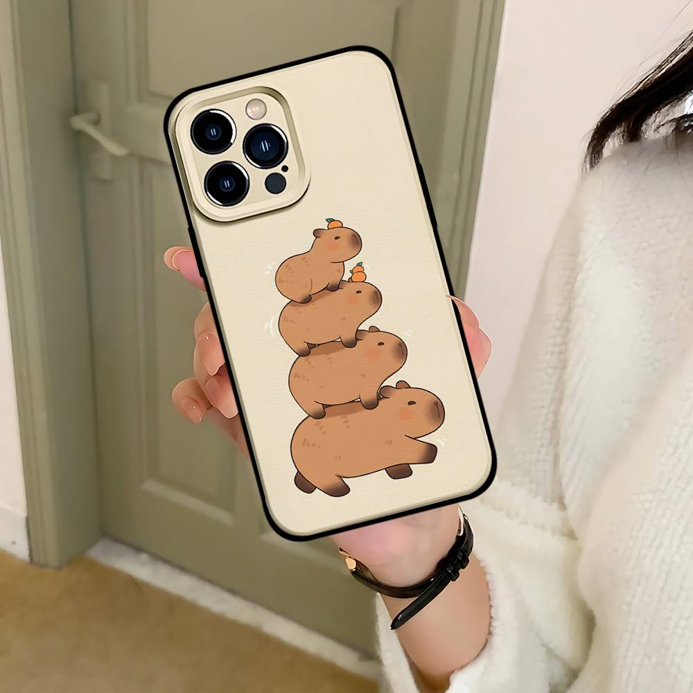 C-Cartoon-C-Cutes C-Capybara Handyhülle Schwarz Passend für iPhone 17,16,15,11,13,14 Pro Max,Plus,X,Xr,Xs Max,13Mini