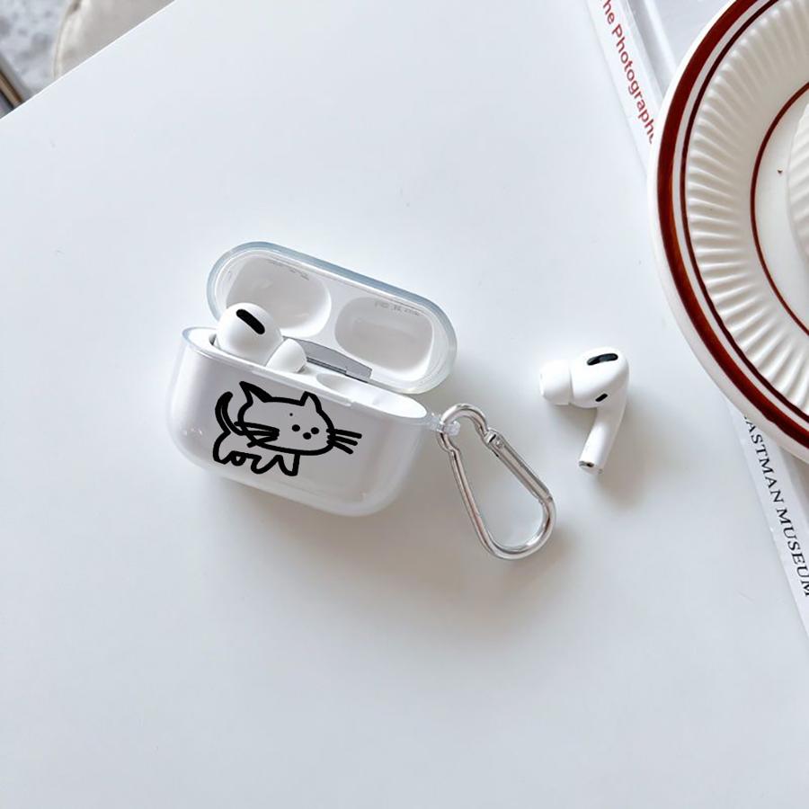 Cartoon Line Cat Case For Airpods Pro3 2 3 Pro2 4 Pro 1 Clear Earphone Cases Cover