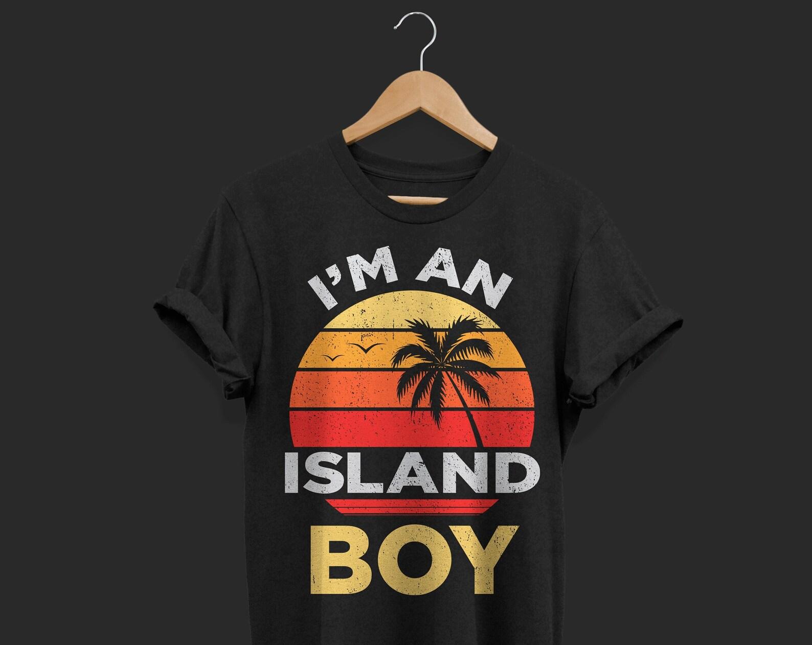 I m An Island Boy Palm Tree Beach Vintage Gift T-Shirt, Surfing Surf Board Retro Surfer Beach Sunset, Travel Vacation Tee, Cali Souvenir 150