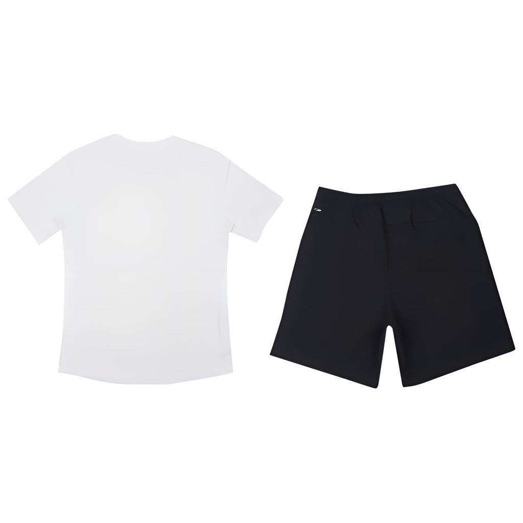 Li Ning Logo Round Neck Short Sleeve T-Shirt Quick Dry Thin Shorts Casual Sports Set Men Sets YTST073-4+YKST035-5