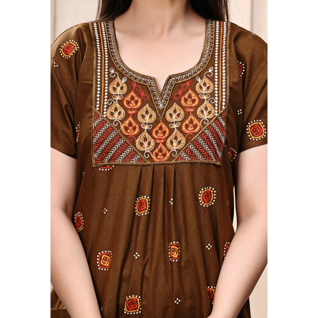 Cotton Beautiful Printed Sleepwear Gown Indian Women Casual Wear Nighty Dress