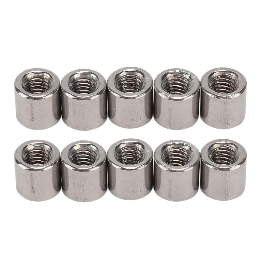 50PCS Cylindrical Coupling Nuts 304 Stainless Steel Female Thread Nut M6 Round Connector Nuts