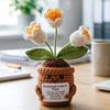 Emotional Support Crochet Flower Handmade Small Potted Lily of The Valley with Affirmation Card Inspirational Knitted Flower Gifts