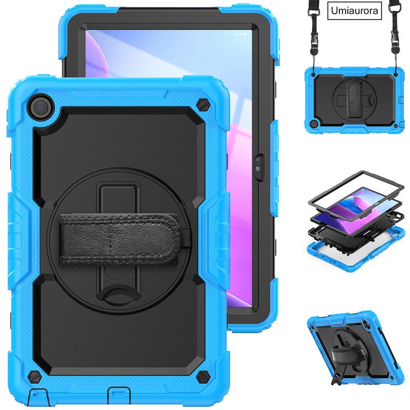 For Lenovo Tab M10 Plus 10.6" TB128FU 3rd Gen 10.1 Inch TB328FU X306F X606F Shockproof Rugged Tablet Case Hand Strap Stand Funda