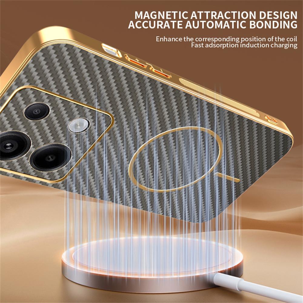 Handyhülle für Xiaomi Redmi Note 13 Pro 5G/Poco X6 5G/X6 Neo 5G, elektroplattierte TPU-Rückseite mit Kohlefaserstruktur