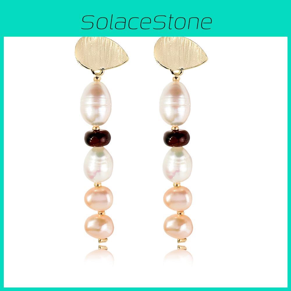 Elegant Natural Shell And Pearl Earrings For Women Unique Geometric Shape