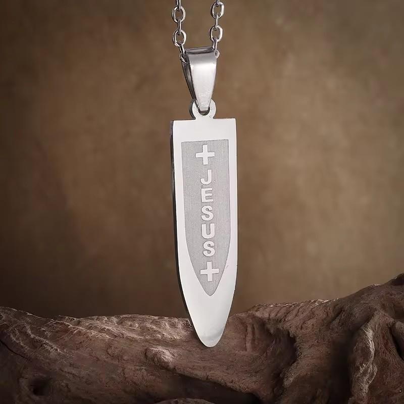 Men Cross Bullet Shaped Stainless Steel Necklace Personality