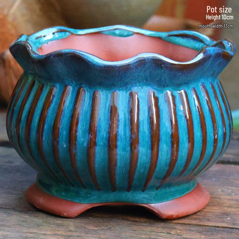 Handmade Retro Zisha Ceramic Pot for Succulents, Orchid, and Asparagus - Breathable Small Flower Pot