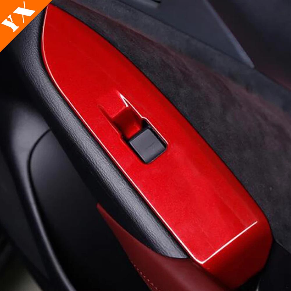 Carbon Red Silver Car Door Armrest Garnish Window Glass Lift Switch Panel Cover Trim For Mazda CX3 CX-3 Accessories