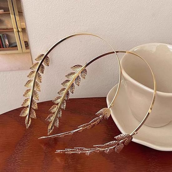 Women Headband Sparkling Leaf Design Golden Headband Dress Up Girl Hair Hoop Lightweight Festive Hair Accessory