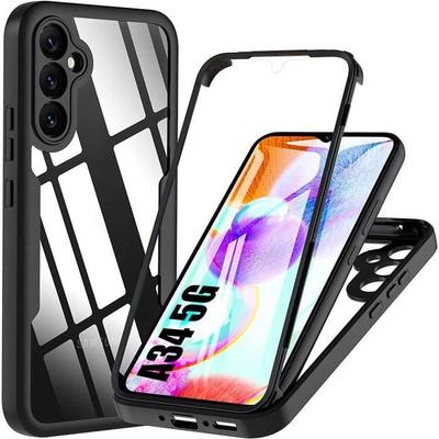 360 Protection Case - Booling - for Samsung Galaxy A34 5G - Black - Silicone - Full Protection