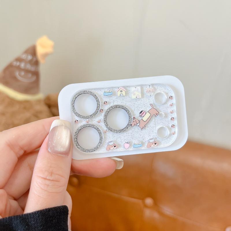 Cartoon Animal Glitter Camera Lens Protector Tempered Glass Anti Scratch Decor Phone Camera Cover Tempered Glass Protective Film