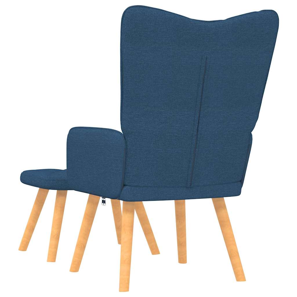 Vidaxl Armchair with Footrest, Blue, Fabric Upholstered