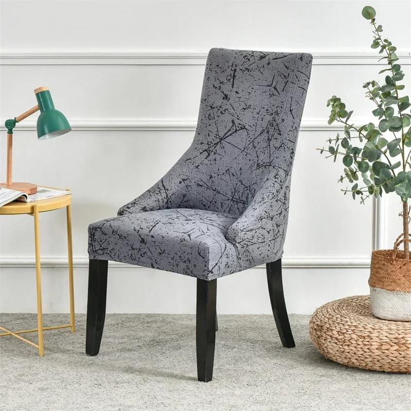 Elastische Esszimmerstuhlbezüge Schräge Rückenlehne Sesselbezüge Pastoraler Stil Sitzüberwürfe für Zuhause Party Bankett Büro