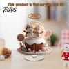 Decorative Rotating Base Acrylic Desktop Ornament, 2D Flat Christmas Santa Snowman Cupcake Plaque with Gift for Home Winter Bookshelf, Mantel,