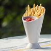 Farfurii pentru vase de depozitare asortate de sos Veselă Snack leneș creativ Bol de plastic cu 2 grile Chips de prăjire Con de salată Cupă pentru scufundare