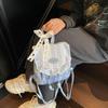 Wind lace plaid backpack autumn new niche design fluffy ruffle edge diagonal span bag women