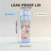 1PC Cute Cartoon Character Scrapbook Print 750ml Color Plastic Sports Water Bottle Leakproof Flip Straw Lid Suitable for Sports Office Home Use