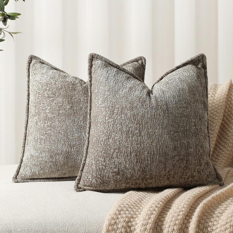 Soft Solid Color Chenille Pillow Hotel and Homestay Cushions Home Sofa Bed Decoration Pillow Thicken Wear-resistant Removable and Washable Pillowcase