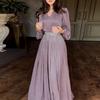 Women Maxi Dress V-Neck Puff Long Sleeve Waist-Hugging Design Long Dress Pleated