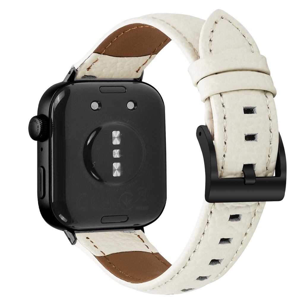 Litchi Textured Genuine Cow Leather Strap with Electroplated Buckle for Huawei Watch Fit 4 Pro/Fit 4/Fit 3 Pointed-End Watch Band