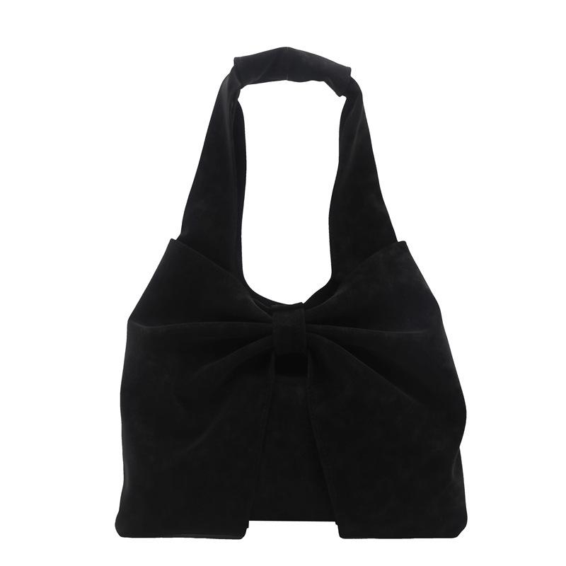 

Stylish and simple casual denim shoulder handbag New bow commuter tote bag чёрный
