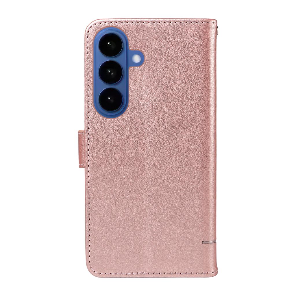 For Samsung Galaxy S26+ Case Cat Pattern Imprint Leather Phone Cover with Wrist Strap