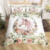 Unicorn Duvet Cover Set Floral Unicorn Bedding Sets Galaxy Constellation Comforter Cover Magical Fantasy Botanical Quilt Cover