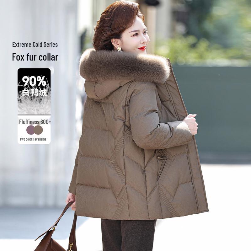WoXue Women's 2025 Winter Thickened Mid-Length Hooded Duck Down Jacket