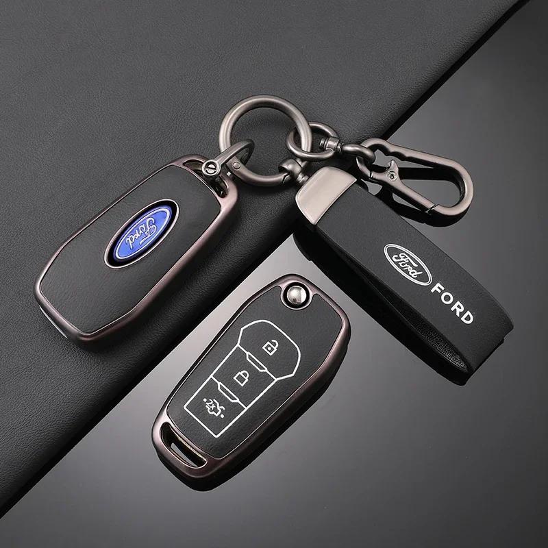 Car Sticker 2026 Ford TPU Car Flip Key Cover Case Protective Shell Bag Keychain Holder For Ford Fusion Fiesta Escort Mondeo Ever