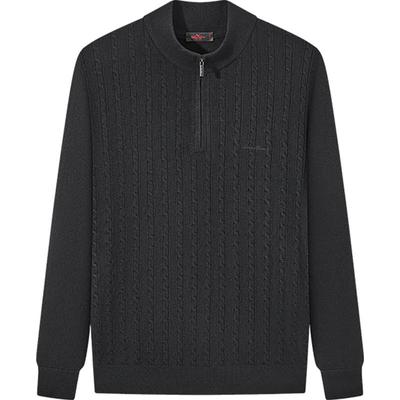 Qipai Men's Stand Collar Wool Blend Pullover Sweater