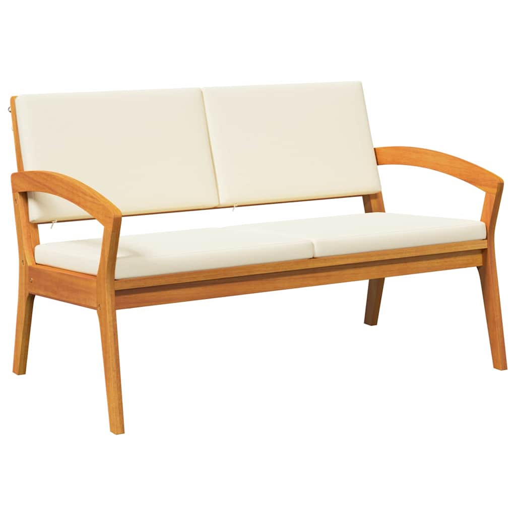 Garden Bench with Cushions Oil Natural Solid Acacia Wood