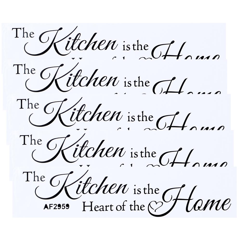 5 szt. Dekoracja domu Samoprzylepne naklejki ścienne DIY Wzór liter angielskich Zdejmowana tapeta kuchenna Czarna